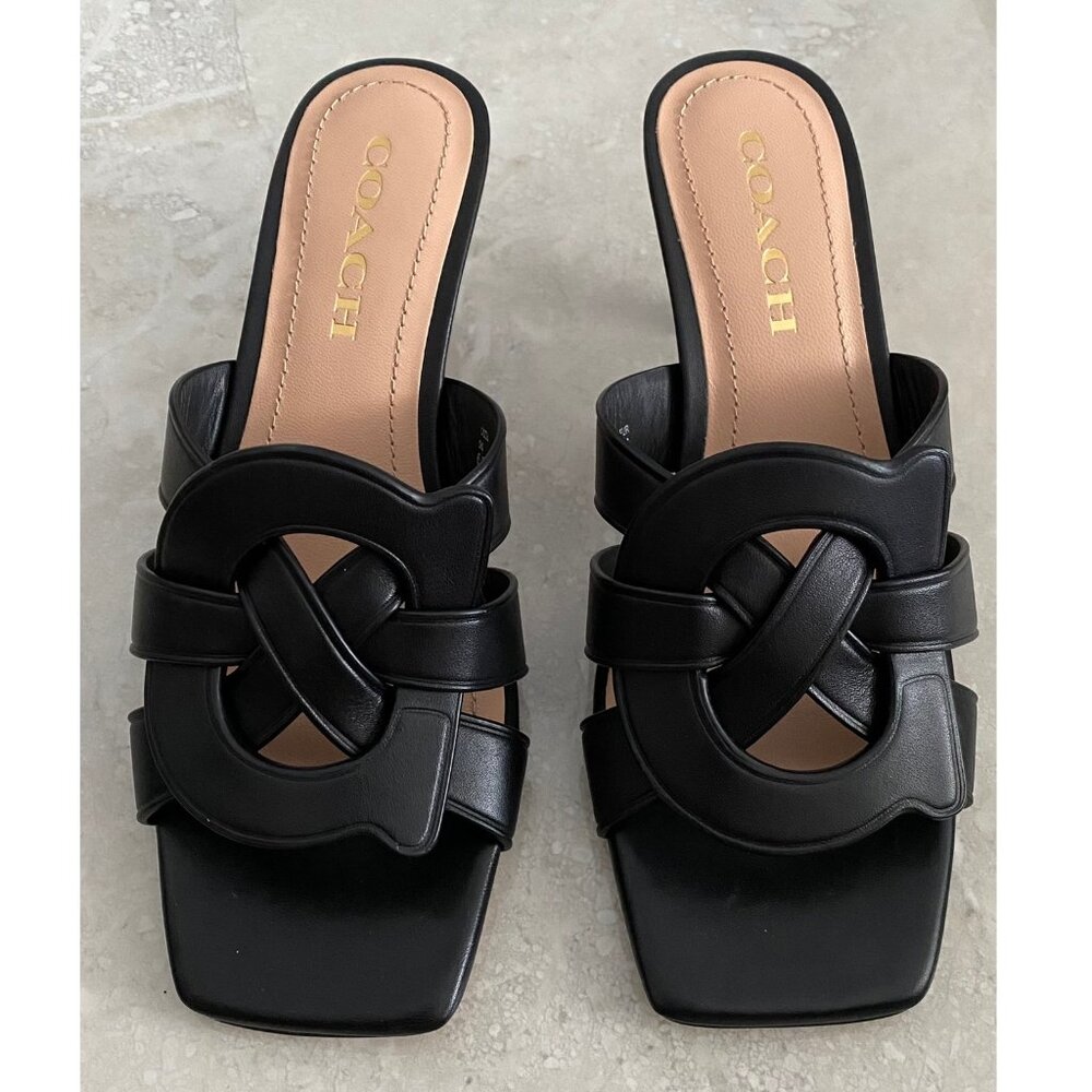 COACH Tillie Black Leather Sandals Strappy Heels NEW IN BOX! Sz 6.5 - Picture 8 of 9